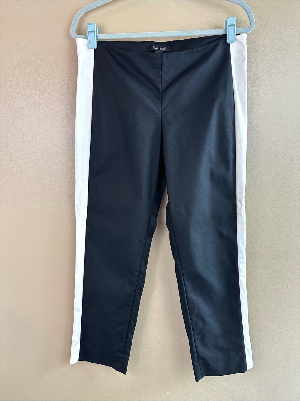 White House Black Market Taper Ankle Side Stripe Pants Black White Size 10R
